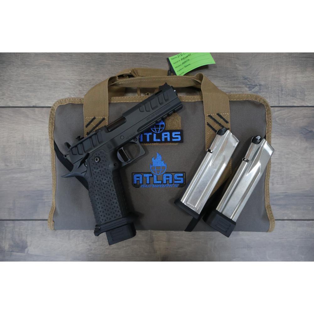 ATLAS APOLLO V2 HC1911 BLACK DLC FINISH FLAT MEDIUM BLACK SUB 2LB TRIGGER PORTED 4.6" 9MM