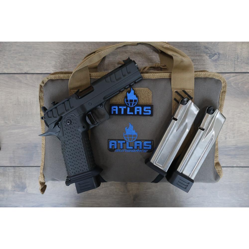 ATLAS APOLLO V2 HC1911 BLACK DLC FINISH FLAT MEDIUM BLACK SUB 2LB TRIGGER PORTED 4.6" 9MM