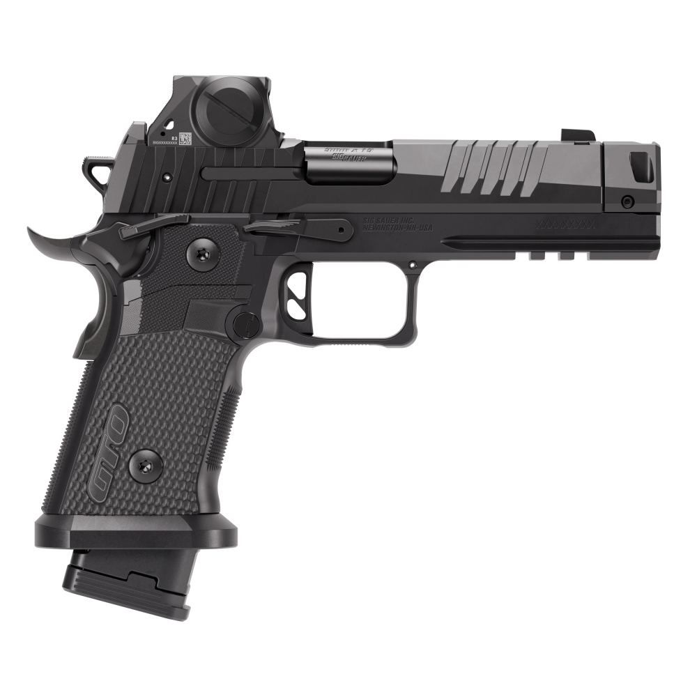 Sig Sauer 211F9GTOBRXSL P211 GTO w/Optic Full Size 9mm Luger 23+1 4.40" Black Bull Barrel w/MACH3D Compensator, Black Nitron Stainless Steel Serrated w/Optic Slide, Black Nitron Stainless Steel Frame w/Picatinny Rail, G10 Grip Panels Grip, ROMEOX