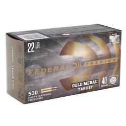 Federal Premium Gold Medal Rimfire .22 Long Rifle 40 Grain Lead Round Nose Rimfire Ammunition 711B for Small Game
