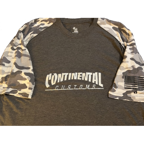SHIRT,SMALL,GREY/CAMO,THR@SHER CC LOGO