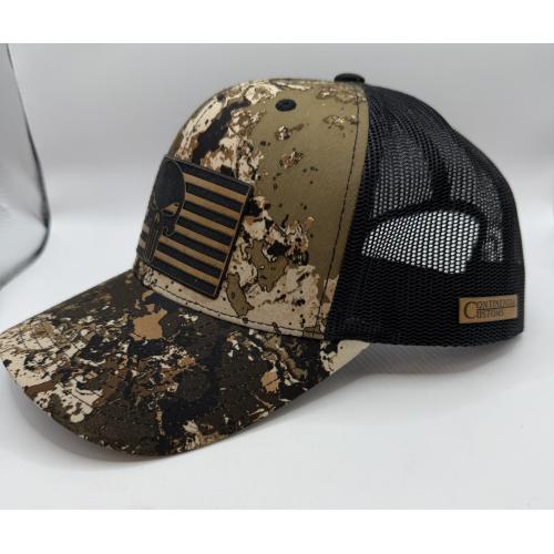 CONTINENTAL CUSTOMS TRUCKER HAT, CAMO AMERICAN FLAG PUNISHER