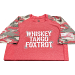 SHIRT,"WTF"RAGLAN,RED/CAMO