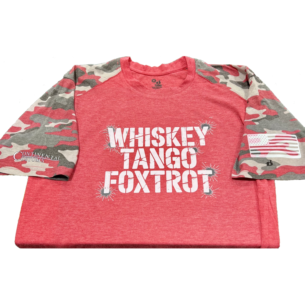 SHIRT,"WTF"RAGLAN,RED/CAMO