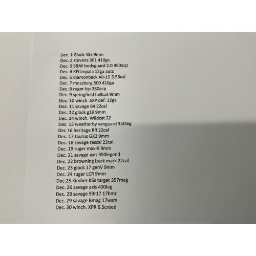 Wyandot East Fire Dept. 26 gun Raffle