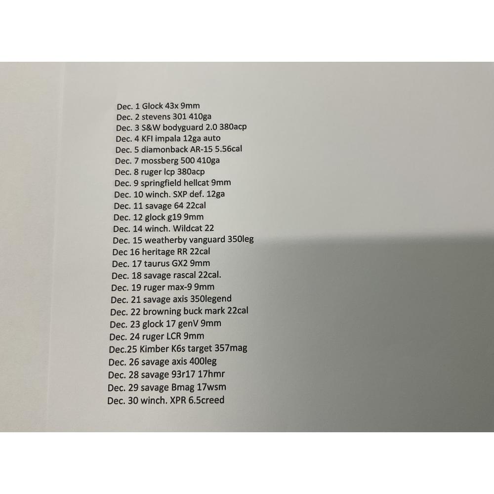 Wyandot East Fire Dept. 26 gun Raffle