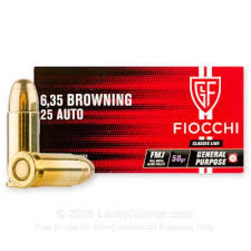 Fiocchi SD Ammo 25 ACP 50gr FMJ 50/bx