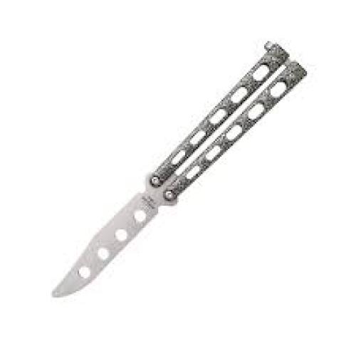 Bear & Son Cutlery 114TR Trainer Butterfly Folding Knife, 3 5/8" Blade, Silver Vein Powder Coated Handles