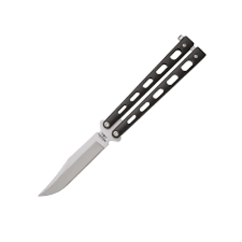 Bear & Son Cutlery 114B Clip Point Butterfly Folding Knife, 3 5/8" Blade, Black Powder Coated Handles