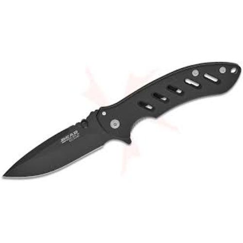 Bear & Son Cutlery 61511 Framelock, 3 1/8" Blade, Stainless Handles, Black Blade, Black Handles, Clip