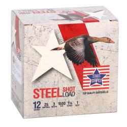 PPU CS33201 Stars & Stripes Steel Shotshell 12 Ga, 3'', Steel, 1-1/8 oz, #1, 1500 fps, 25 Rnd