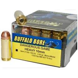Buffalo Bore Dangerous Game 10mm Auto Ammo 190 Grain Lehigh Solid Wide Flat Nose Lead Free Box of 20