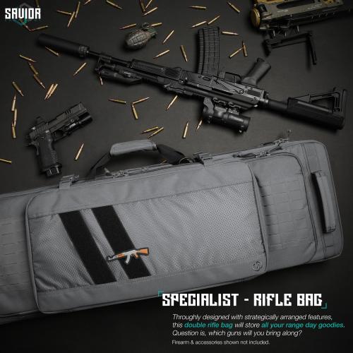 Double Rifle Bag - Specialist Series - 42" Gray (RB-4213DG-WS-GS)