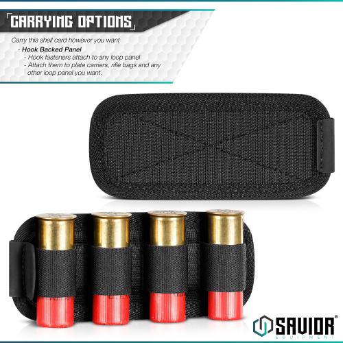 Velcro - Shotgun Shell Holder - 4 slots - Black, 2-Pack (MP-TNS-12G-QUAD-2P-BK)
