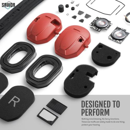 Savior Equipment Apollo Electronic Sound Suppressors — Carmine Red | Electronic Hearing Protection | Part Number EM-APOLLO-RD