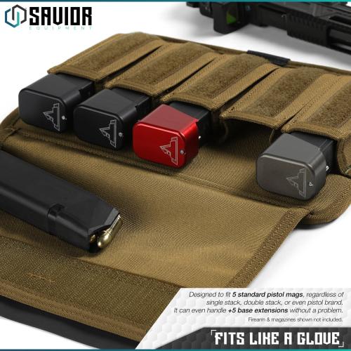 Savior Equipment Mag Buddy — Pistol Mag Pouch (2-Pack), Dark FDE, Holds 10 Magazines | Magazine Storage | MP-FD-PISX5-2P-TN