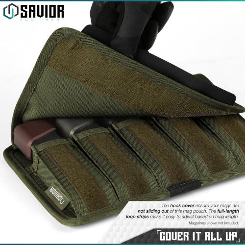 Savior Equipment Mag Buddy — Pistol Mag Pouch (2-Pack), OD Green, Holds 10 Magazines | Magazine Storage | MP-FD-PISX5-2P-OG