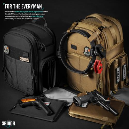 Savior Equipment Obsidian Black Compact S.E.M.A. Pistol Backpack — Discreet Carry Pack | Soft Case | BP-CPSEMA-WS-BK