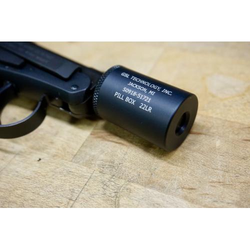 GSL Technology Pill Box — .22 LR, 1/2x28 Thread | Suppressor | SPB100