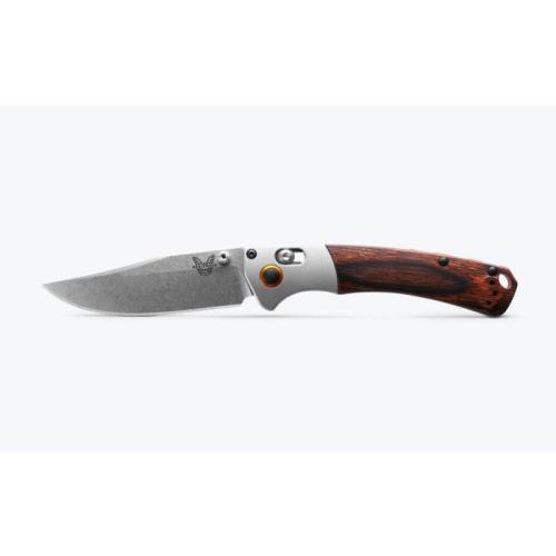 Benchmade Mini Crooked River — S30V Clip-Point, Gray Aluminum & Stabilized Wood | Folding Knife | 15085-2