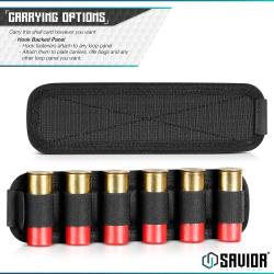 Velcro - Shotgun Shell Holder - 6 slots - Black, 2-Pack (MP-TNS-12G-SIX-2P-BK)