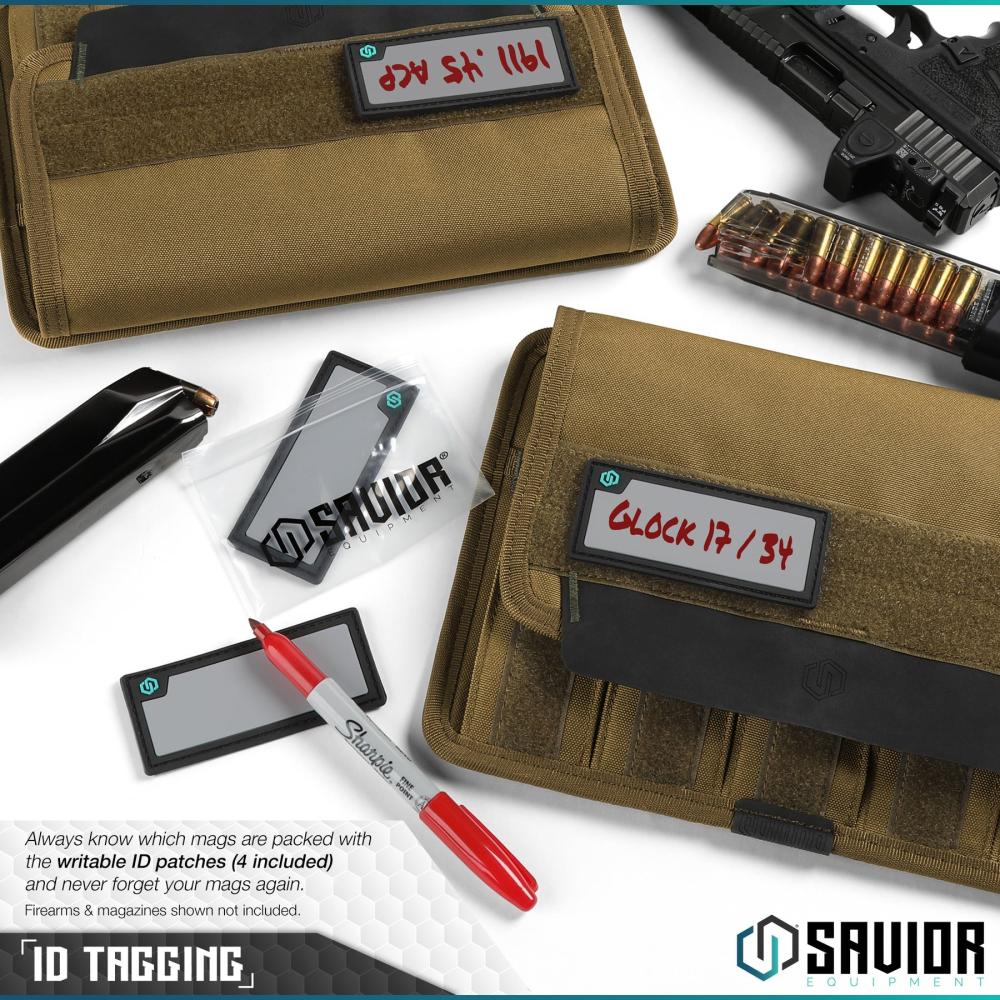 Savior Equipment Mag Buddy — Pistol Mag Pouch (2-Pack), Dark FDE, Holds 10 Magazines | Magazine Storage | MP-FD-PISX5-2P-TN