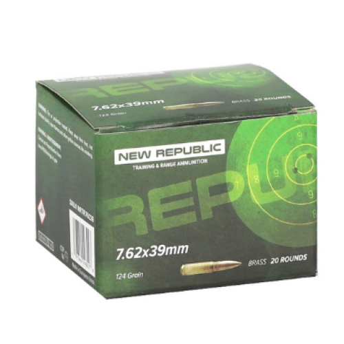 NEW REPUBLIC
7.62 x 39 - New Republic 124 Grain Full Metal Jacket BRASS Casing
