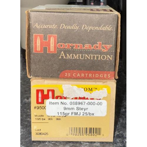 HORNADY AMMUNITION 9MM STEYR 115GR FMJ