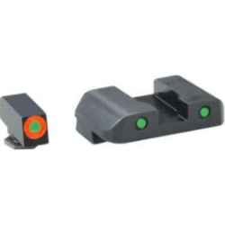 Ameriglo Spartan Operator Night Sight Set for Glock 42, 43, 43X 3-Dot Tritium Green Front with Orange Outline, Black Outline Rear