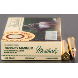 Weatherby Select Plus 340 Weatherby Mag 250 grain Partition Rifle Ammo, 20/Box - N340250PT
Details
SKU	770856
Brand	Weatherby
MPN	N340250PT
UPC	747115