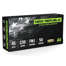 New Republic 45 Auto 230 Grain Full Metal Jacket(FMJ) - Made in USA
New Republic 45 Auto 230 Grain Full Metal Jacket(FMJ)