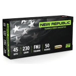 New Republic 45 Auto 230 Grain Full Metal Jacket(FMJ) - Made in USA
New Republic 45 Auto 230 Grain Full Metal Jacket(FMJ)