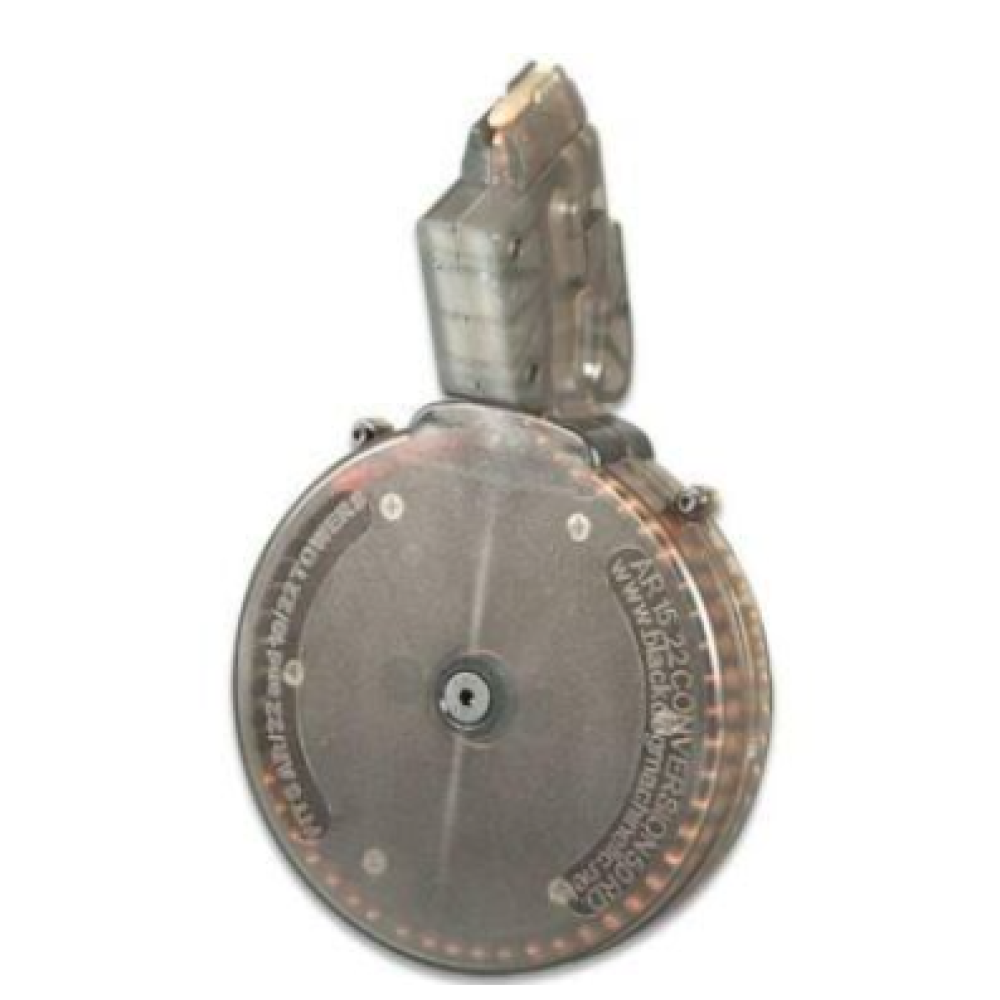 Black Dog Machine Conversion Magazine AR-15 CMMG, Ciener, Tactical Solutions, Sig 522 Rimfire Conversions 22 Long Rifle 50-Round Drum Polymer