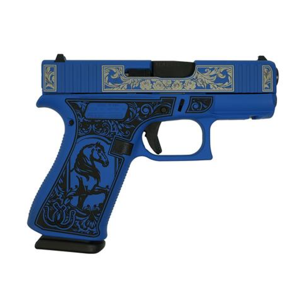 Glock 43X "Glock & Horses" Blue Handgun 9mm Luger 10rd