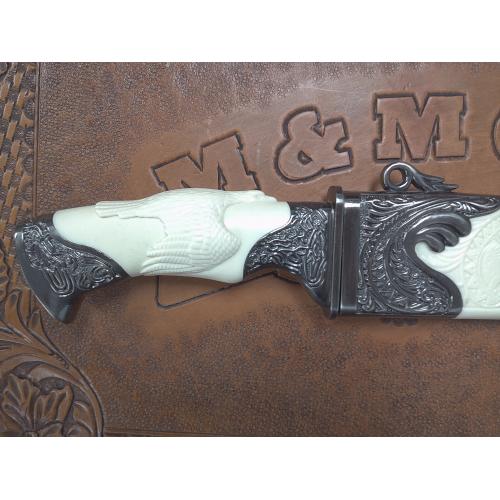 Fixed Blade Knife Engraved With Eagles (Consignment)