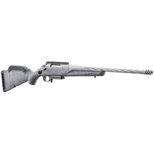 Ruger 46902 American Gen 2 308 Win 3+1, 20 Gun Metal Gray Cerakote Spiral Threaded Barrel, Gun Metal Gray Cerakote Receiver w/Picatinny Rail, Gray Splatter Adjustable Synthetic Stock
