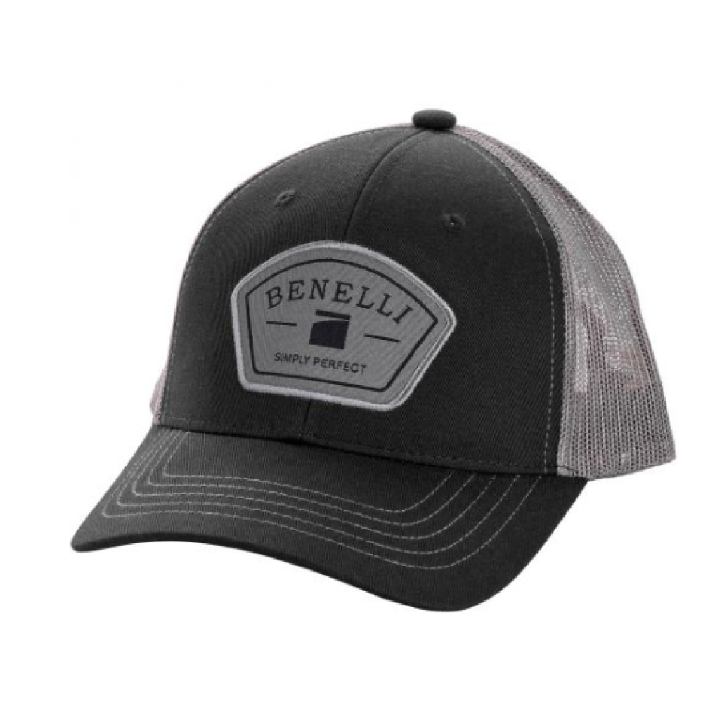 Benelli Logo Patch Hat, Faded Black w/ Gray Mesh