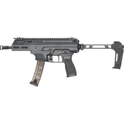 Springfield Kuna, Semi-automatic Pistol, 9MM, 6 Threaded Barrel, 1/2X28 Thread Pitch, Roller Delayed, M-LOK Handguard, Strike Industries FSA Pistol Brace, Anodized Finish, Black, 30 Rounds, 2 Magazines, Includes Front and Rear Flip Up Sights KN9069B-