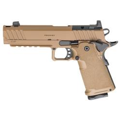 Springfield 1911 DS Prodigy Comp, Semi-automatic, Metal Frame Pistol, Full Size, 9MM, 5 Forged Stainless Steel Bull Barrel, Forged Carbon Steel Frame, Cerakote Finish, Coyote Brown, Polymer Grips, Tritium Front and Black Serrated Rear Sights, Optics