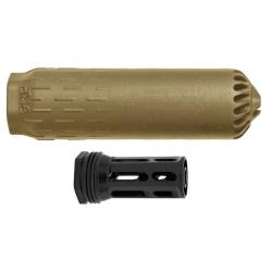 HUXWRX Safety Company Flow 556 Ti, Suppressor, 6.8 Long, 556NATO, 1/2x28 Flash Hider, C-Series Cerakote Finish, Flat Dark Earth, Grade 5 Titanium Construction 3291