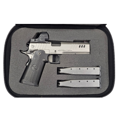 Nighthawk BDS9 Government IOS w/ Trijicon SRO, Agressive Grip, Silver/Black DLC, Ambi Safety