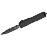 1122-3T Ultratech ZBP Zero Blade Play Tactical AUTO OTF Knife 3.5" Bohler M390MK Black Plain/Serrated Double Edge Dagger Blade, Black Aluminum