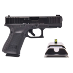 GLOCK 19 Gen 5, Striker Fired, Compact Size, 9MM, 4.02 Marksman Barrel, Polymer Frame, Matte Finish, Ameriglo Ultimate Carry Night Sights (Green Tritium Front Sight with Lumigreen Outline, Black Serrated U-notch Rear), 15 Rounds, 3 Magazines, Front S