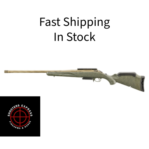 Ruger American Generation II, Predator, Bolt Action Rifle, 243 Winchester, 22 Spiral Fluted Barrel, 1:9 Twist, Threaded 5/8x24, Muzzle Brake, Cerakote Finish, Burnt Bronze, Green Splatter Synthetic Stock, Manual Safety, Picatinny Rail, 3 Rounds, 1 Ma