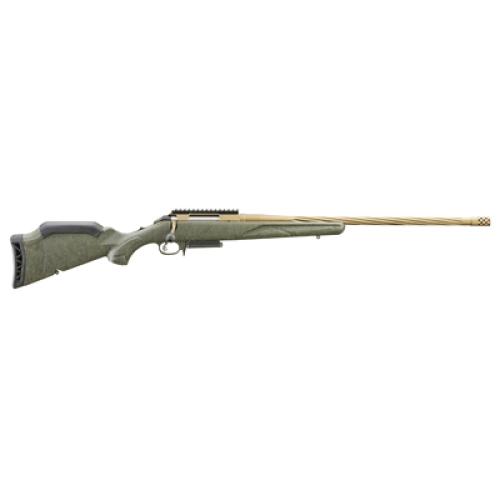 Ruger American Generation II, Predator, Bolt Action Rifle, 243 Winchester, 22 Spiral Fluted Barrel, 1:9 Twist, Threaded 5/8x24, Muzzle Brake, Cerakote Finish, Burnt Bronze, Green Splatter Synthetic Stock, Manual Safety, Picatinny Rail, 3 Rounds, 1 Ma