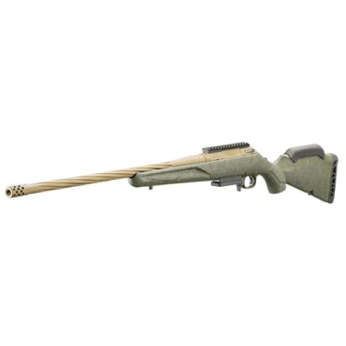 Ruger American Generation II, Predator, Bolt Action Rifle, 243 Winchester, 22 Spiral Fluted Barrel, 1:9 Twist, Threaded 5/8x24, Muzzle Brake, Cerakote Finish, Burnt Bronze, Green Splatter Synthetic Stock, Manual Safety, Picatinny Rail, 3 Rounds, 1 Ma