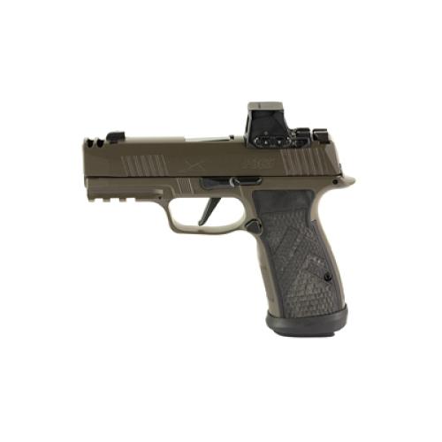 Sig Sauer P365 AXG Legion, Striker Fired, Semi-automatic, Metal Frame Pistol, Sub-Compact, 9MM, 3.1 Barrel, Cerakote Finish, Legion Gray, Romeo-X Compact Red Dot Sight, G10 Grips, XRAY3 Day/Night Sights, Optic Ready, Compensator, 17 Rounds, 3 Magazin