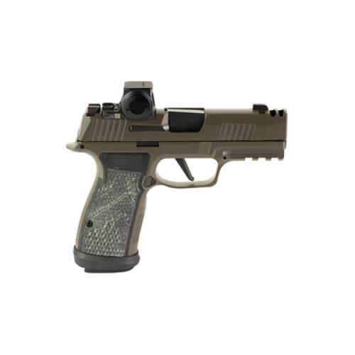 Sig Sauer P365 AXG Legion, Striker Fired, Semi-automatic, Metal Frame Pistol, Sub-Compact, 9MM, 3.1 Barrel, Cerakote Finish, Legion Gray, Romeo-X Compact Red Dot Sight, G10 Grips, XRAY3 Day/Night Sights, Optic Ready, Compensator, 17 Rounds, 3 Magazin