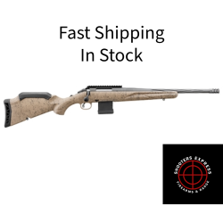 Ruger American Rifle Ranch, Generation II, Bolt Action Rifle, 556NATO, 16.1 Spiral Fluted Barrel, 1:8 Twist, Threaded 1/2x28, Muzzle Brake, Cerakote Finish, Cobalt, Flat Dark Earth Splatter Synthetic Stock, Manual Safety, Picatinny Rail, 10 Rounds, 1