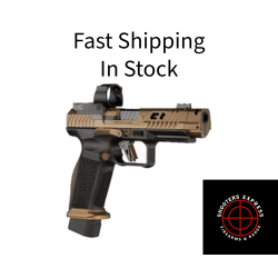 CANIK TTI Combat, Striker Fired, Semi-automatic, Polymer Framed Pistol, Full Size, 9MM, 4.6 Ported and Fluted Barrel, Canik Compensator, Matte Finish, TTI Bronze, Adjustable Rear Sight, Fiber Optic Front Sight, 18 Rounds, 2 Magazines, MeCanik MO3 Opt